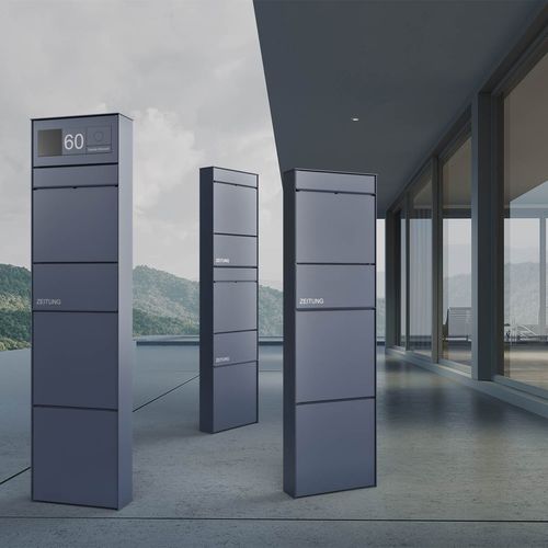 Mailbox with post - GOETHE - Briefkasten Manufaktur Lippe GmbH - floor-mounted / free-standing / individual