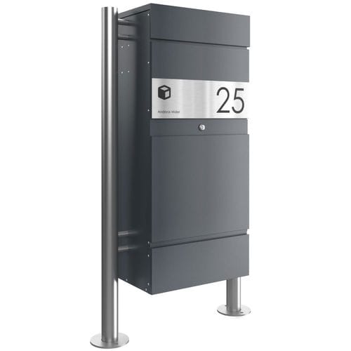 Parcel box with post - KLEIST - Briefkasten Manufaktur Lippe GmbH - free-standing / floor-mounted / individual