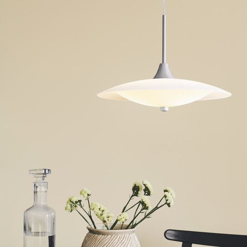 Pendant lamp - BARONI  - Halo Design - brushed metal / opalescent glass / contemporary