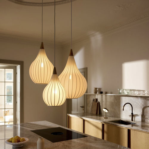 Pendant lamp - DROPS  - Halo Design - metal / fabric / wood