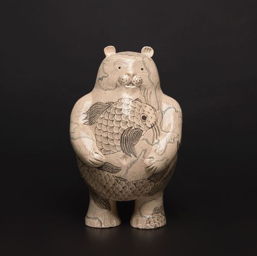 Ceramic sculpture - DIDO CARPS - Sergey Makhno Product - floor-mounted / beige / animal
