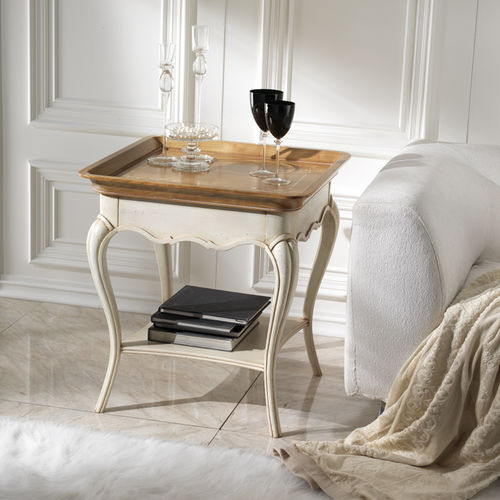Classic side table - M 507/B - MOLETTA MOBILI - cherrywood / lacquered wood base / rectangular
