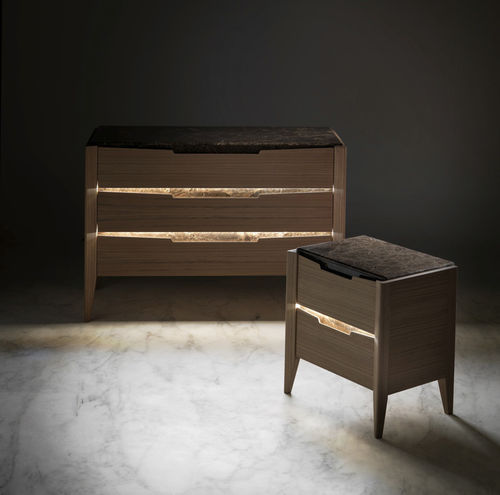 Contemporary chest of drawers - AN 732 - MOLETTA MOBILI - wooden / leather / marble