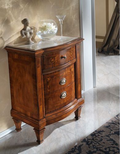 Traditional bedside table - M 711 - MOLETTA MOBILI - walnut / marble / wooden base