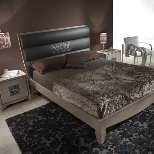Double bed - ST 715 - MOLETTA MOBILI - original design / with upholstered headboard / with leather headboard