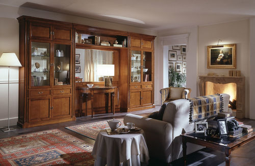 Classic living room wall unit - CA' REZZONICO | R 03 - MOLETTA MOBILI - wood veneer / solid wood / cherrywood
