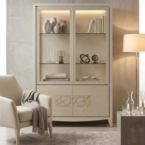 Contemporary display cabinet - ST 212P - MOLETTA MOBILI - floor-standing / ash / glass