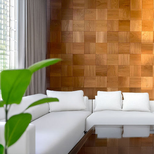 Oak decorative panel - SQUARE - FORM AT WOOD - plywood / American walnut / walnut
