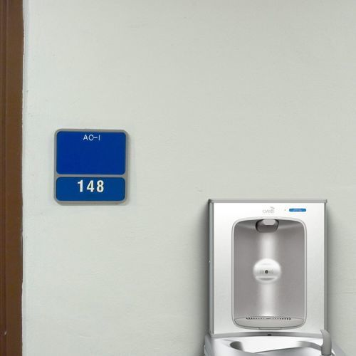 Contactless drinking fountain - PWSMEBFY 507110 - OASIS - built-in / for public building / steel