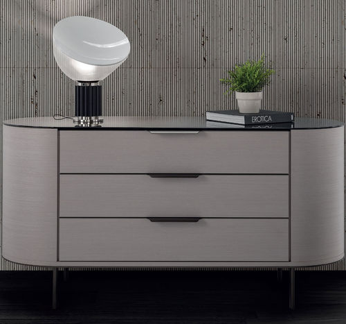 Contemporary chest of drawers - IRON  - Conte - oak / solid wood / glass