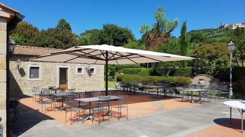Mast-centered parasol - SUPERMAXI - ILISUN - fabric / XXL / commercial