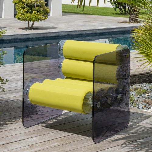 Original design armchair - MW01 - MOJOW DESIGN - polyurethane / stainless steel / PMMA