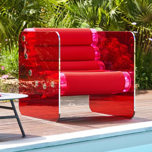 Original design armchair - MW02  - MOJOW DESIGN - fabric / polyurethane / stainless steel
