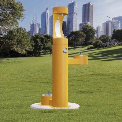 Handicapped drinking fountain - ELKAY EZH2O BI-LEVEL PEDESTAL - CIVIQ - for dogs / outdoor / stainless steel
