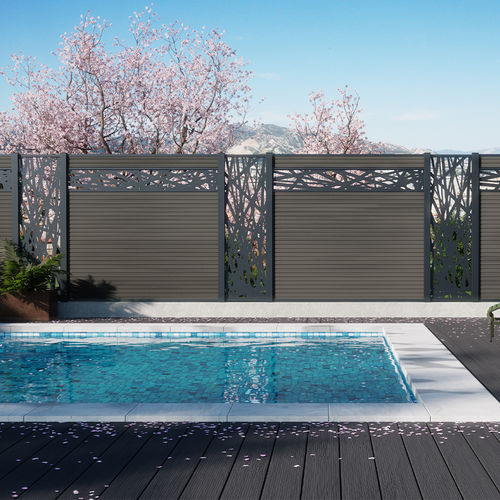 Louvered fence - BOSTON MODERN - FIBERDECK - residential / aluminum / in WPC