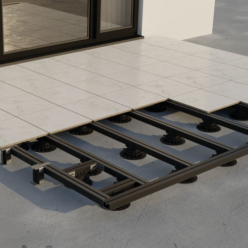 Thermo-lacquered aluminum raised access floor structure - STRUCTURAL® CERAM - FIBERDECK - high-resistance / for patio / adjustable