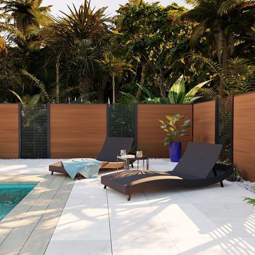 Louvered fence - RHOMBUS - FIBERDECK - residential / commercial / aluminium