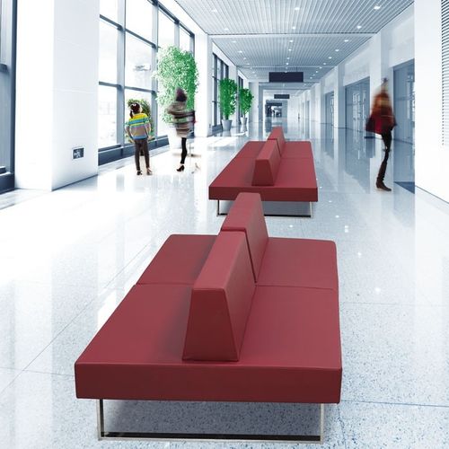 Contemporary upholstered bench - SILVIA - Flekssit Office Furniture - leather / commercial / with backrest