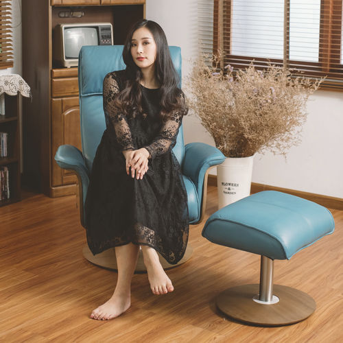 Contemporary relaxing armchair - DEVON  - ZEDERE - leather / American walnut / stainless steel