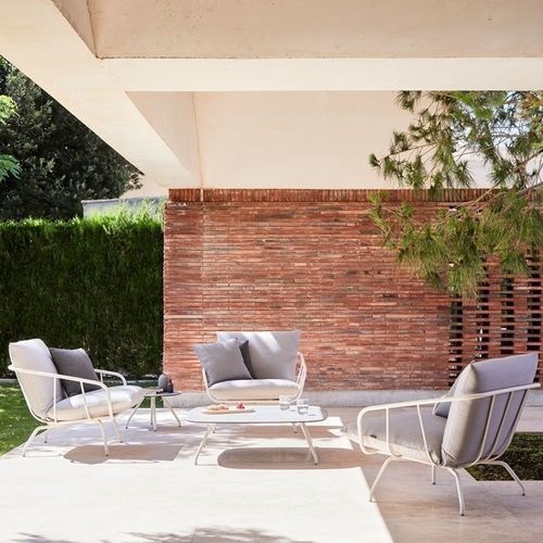 Contemporary armchair - NANSA - Musola - fabric / aluminum / with removable cushion