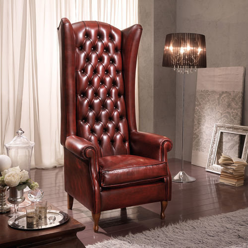 Traditional armchair - BERGER IMPERIALE  - DI MARCO INTERIOR SOFA - fabric / leather / wooden