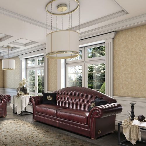 Traditional sofa - Panarea  - DI MARCO INTERIOR SOFA - leather / with armrests / handmade