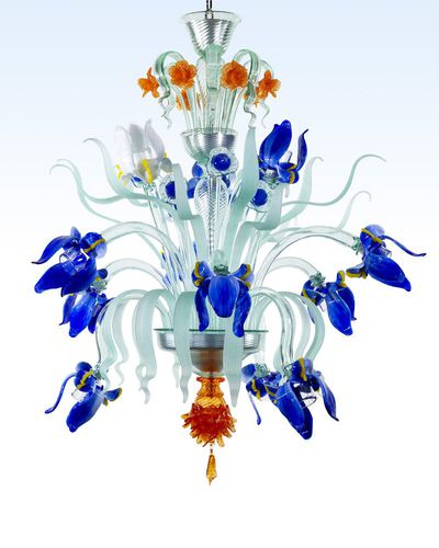 Traditional chandelier - IRISBLU - BOTTEGA VENEZIANA - blown glass / Murano glass / 12 light