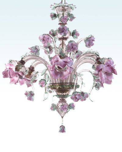 Traditional chandelier - ROSETO - BOTTEGA VENEZIANA - blown glass / Murano glass / 6 light