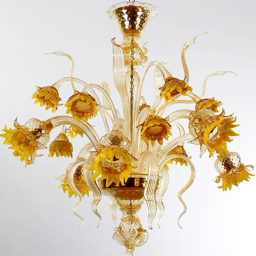 Traditional chandelier - GIRASOLI - BOTTEGA VENEZIANA - blown glass / Murano glass / 6 light