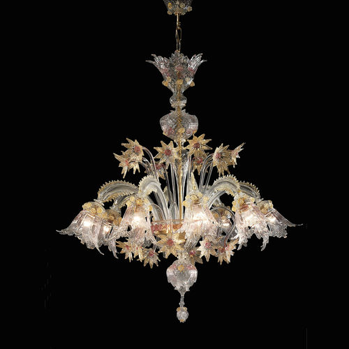 Venetian style chandelier - VIOLETTA SECOLO - BOTTEGA VENEZIANA - blown glass / Murano glass / gold