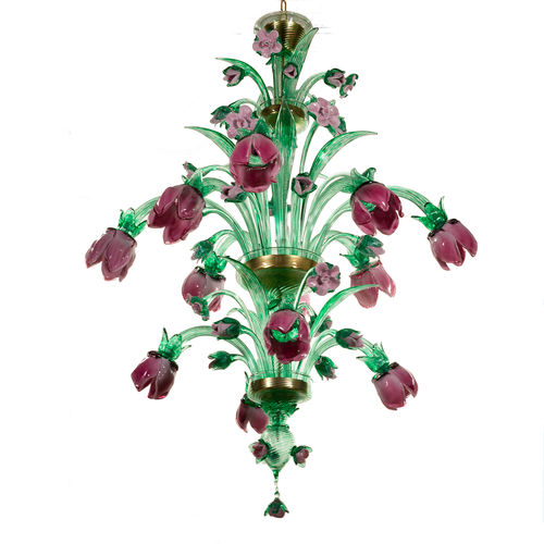 Original design chandelier - Primavera-12 - BOTTEGA VENEZIANA - blown glass / 12 light / commercial