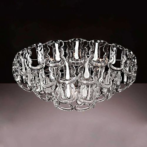 Modern ceiling light - URSULA PL - BOTTEGA VENEZIANA - circular / chromed metal / crystal