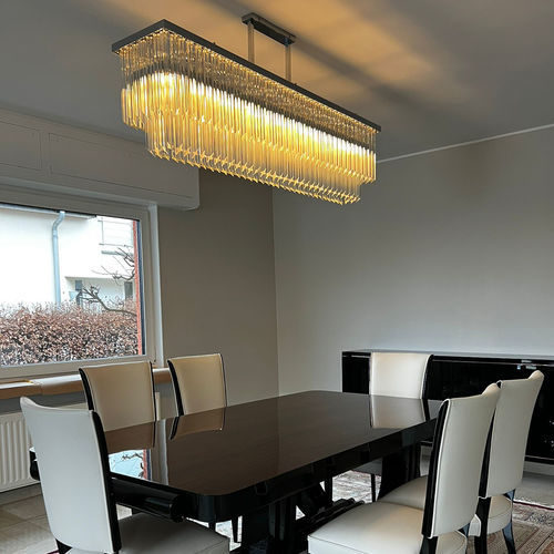 Vintage chandelier - ELIORA - BOTTEGA VENEZIANA - chrome / crystal / Murano glass