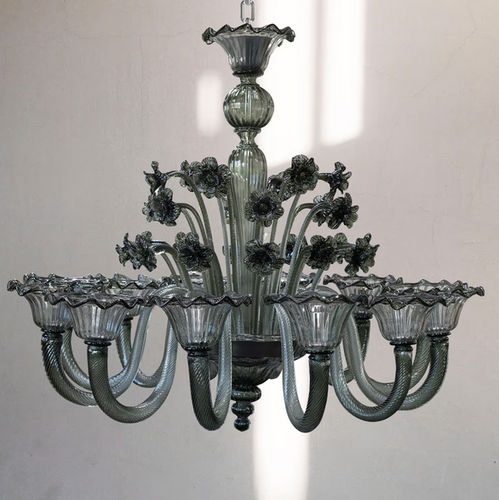 Venetian style chandelier - VENETIAN NIGHT - BOTTEGA VENEZIANA - chromed metal / Murano glass / Venetian glass