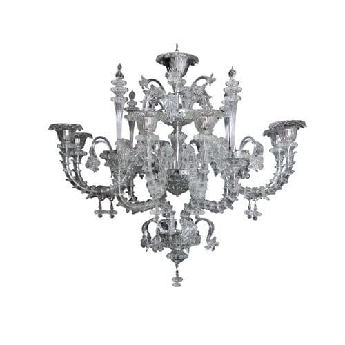 Classic chandelier - GAIA CRISTALLO - BOTTEGA VENEZIANA - chrome / crystal / Murano glass