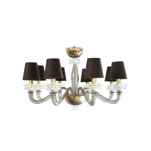 Classic chandelier - SHAPES LOW - BOTTEGA VENEZIANA - Murano glass / smoked glass / 8 light