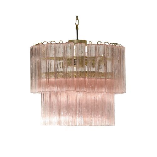 Vintage chandelier - MELBA ROSA - BOTTEGA VENEZIANA - brass / glass / Murano glass