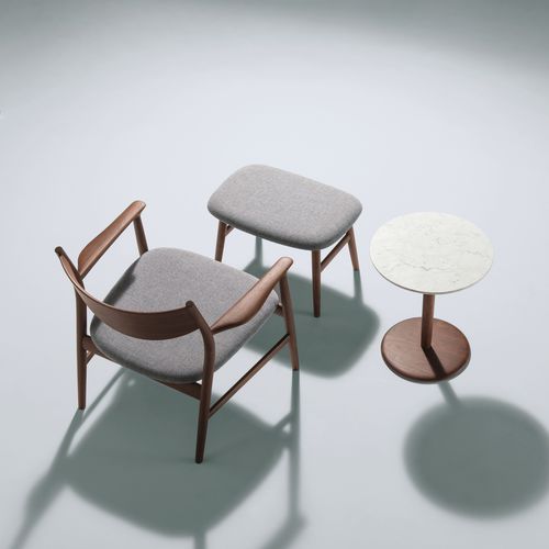 Contemporary armchair - KAMUY - CondeHouse - fabric / leather / oak