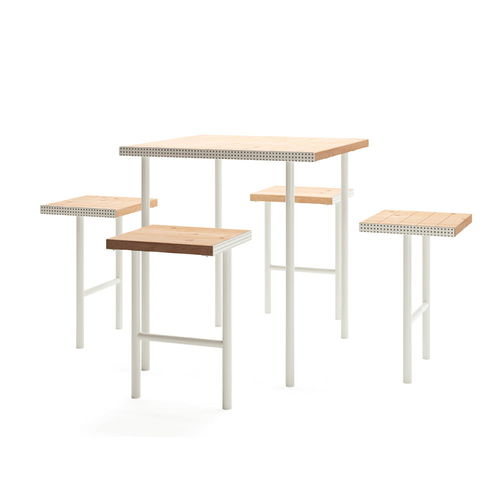 Contemporary table and chair set - Holmen - Københagen Outstanding - outdoor / larch / powder-coated steel