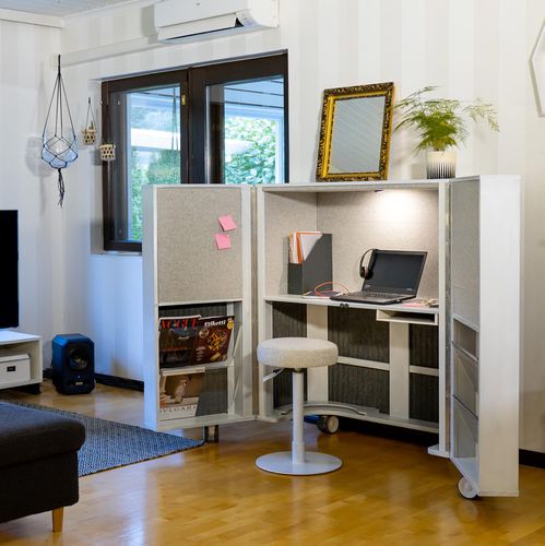 Contemporary desk - SSHHH 3 - EVAVAARA DESIGN - wooden / felt / with storage compartment