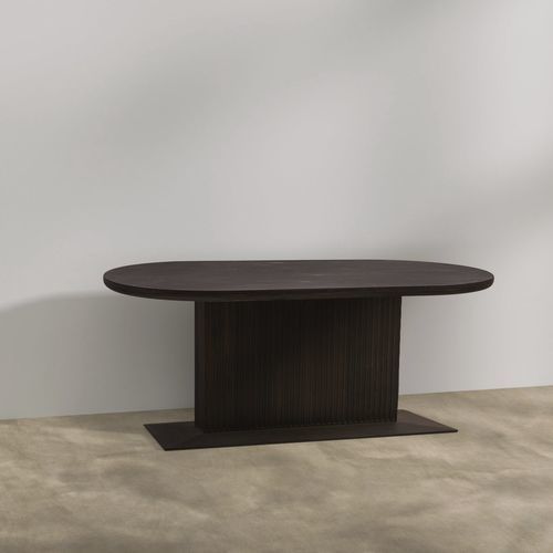 Contemporary dining table - Hannes - LITOOC - white oak / oak base / oval