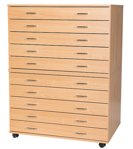 Contemporary chest - A52024  - WILLOWBROOK Education - beech / oak / metal