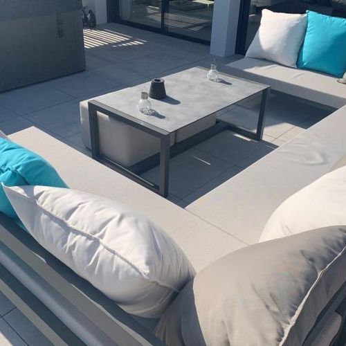 Contemporary coffee table - Table basse - MOUSSES ETOILES - aluminum / aluminum base / rectangular