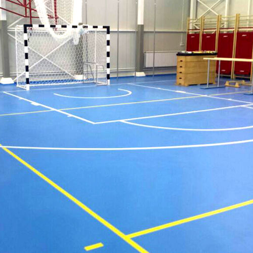 Indoor sports flooring WETPOUR POLYFLEX PUIN KDF Sports Flooring Production