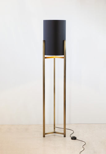 Floor-standing lamp - TRIA - craftvoll - brass / bronze / silk