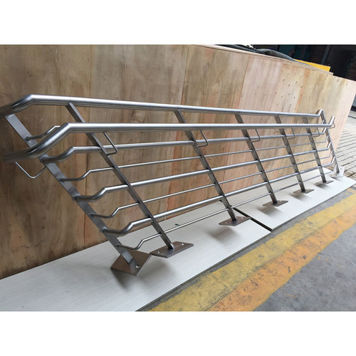 Stainless steel railing - Altop Facade Co, ltd. - steel / with bars / indoor