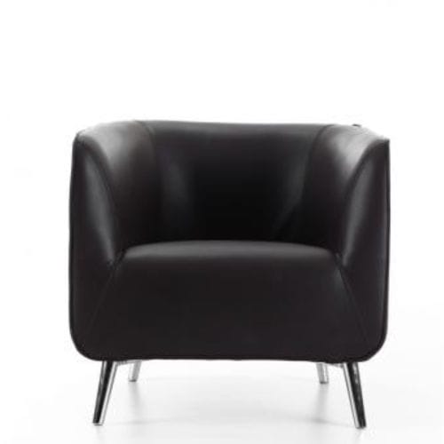 Contemporary visitor armchair - CLUB - OFISTIM - leather / black / commercial