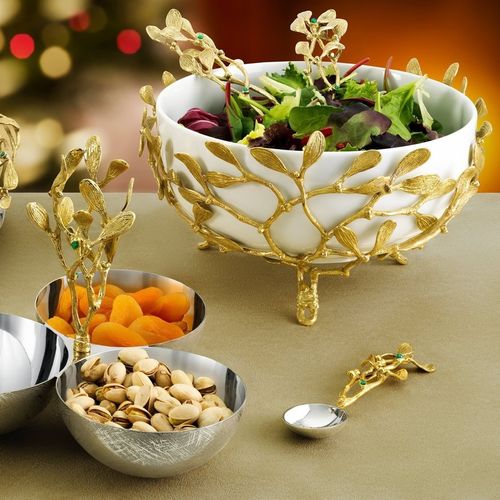 Porcelain bowl - MISTLETOE  - Michael Aram - brass / contemporary