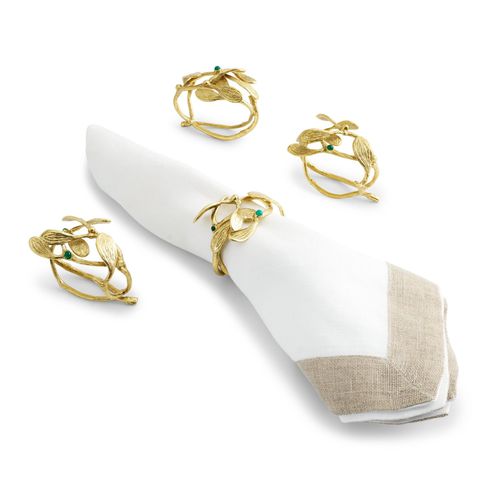 Brass napkin ring - MISTLETOE  - Michael Aram - for domestic use
