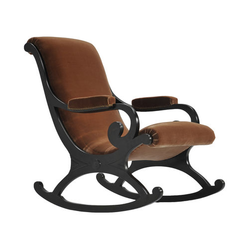 Traditional armchair - ROCKING - Pierre COUNOT BLANDIN - fabric / beech / brown